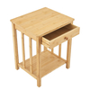 Mesa de cabeceira de madeira de bambu com gaveta de armazenamento e alça