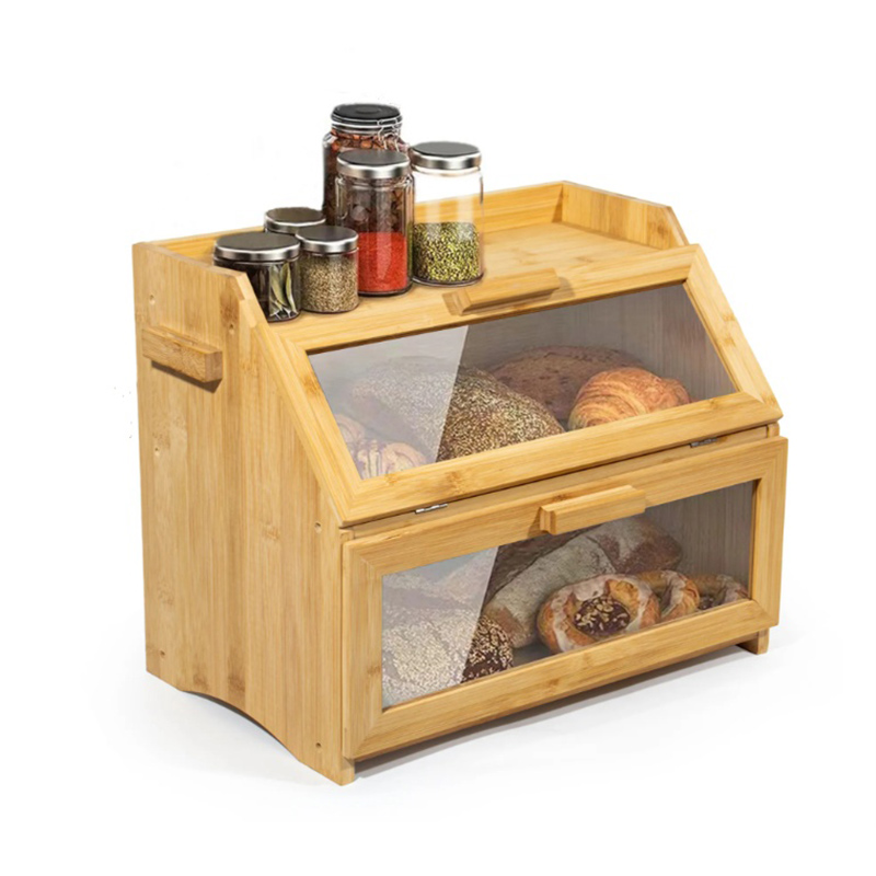 Caixa de pão de bambu com tampa para cozinha